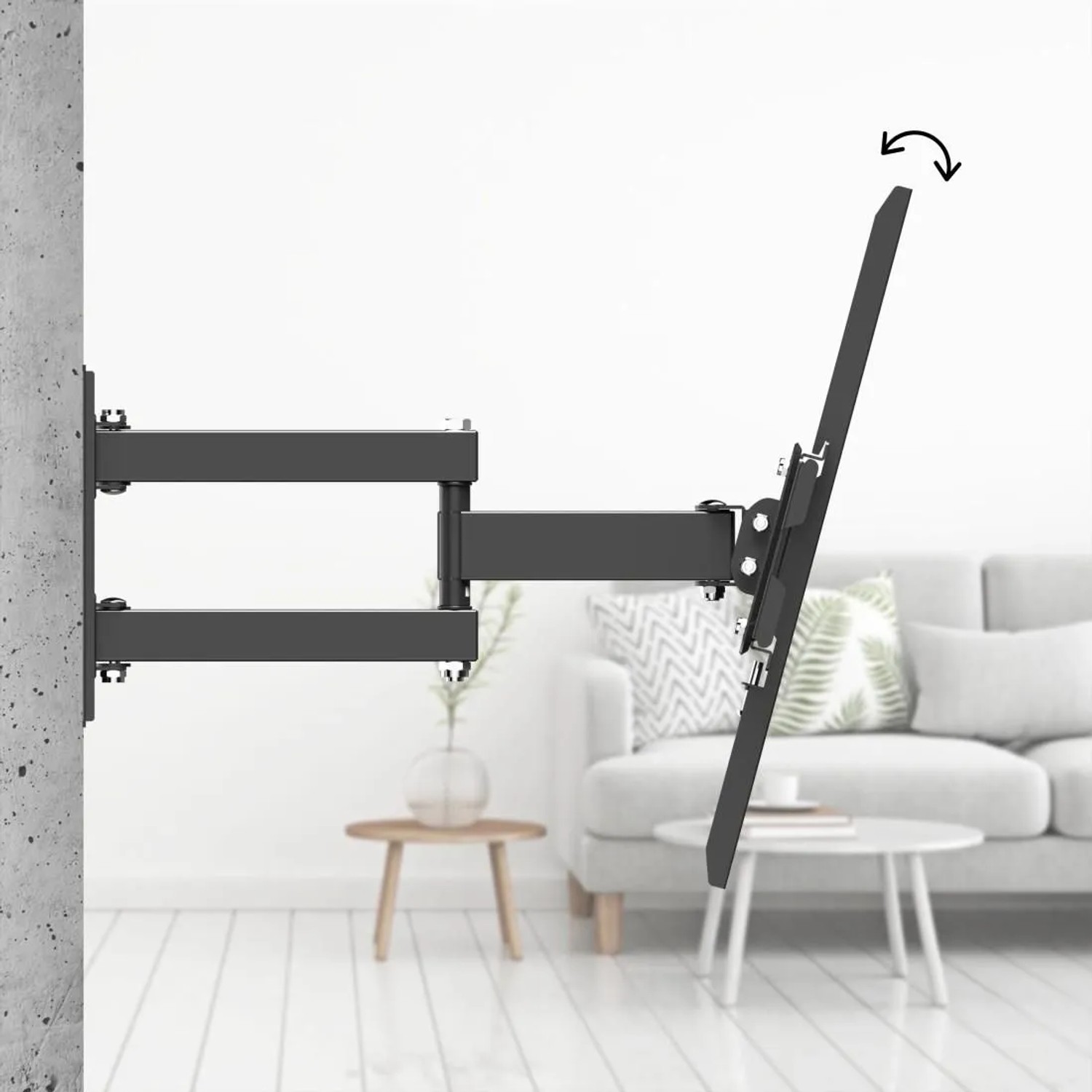 Schwenkbare Hama TV-Wandhalterung für 191 cm (75 Zoll) Fernseher, seitlich und in Neigung verstellbar.