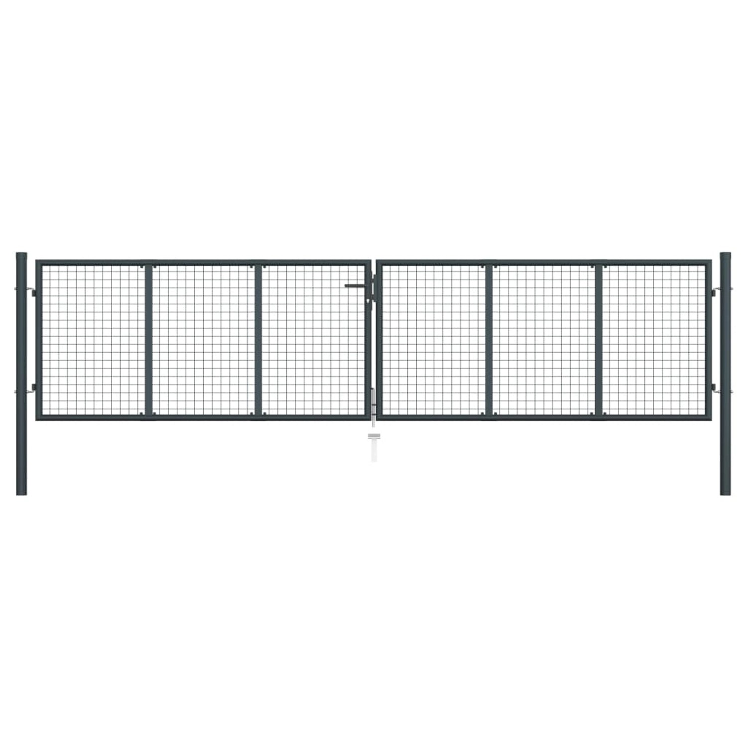 vidaXL Gitter-Gartentor Verzinkter Stahl 400 x 75 cm Grau 145776