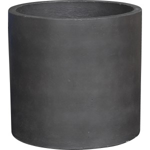 Anthrazitfarbener Pflanztopf aus Zement, 25x25x23,5 cm, für Innen und Außen.