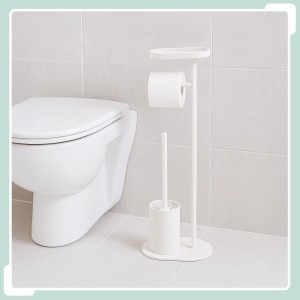 Relaxdays WC Garnitur Eisen Kunststoff Weiß mit Ablage 65 cm x 23 cm x 17 cm 1,1 kg