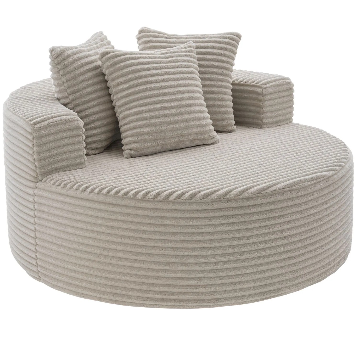 Tectake Relaxsessel Love Samtcord Bezug  Breite  Halbkreisförmige Lehne Boneless  Hochdichter Premiumschaumstoff  127 x 127 x 60 cm Samtcord Beige
