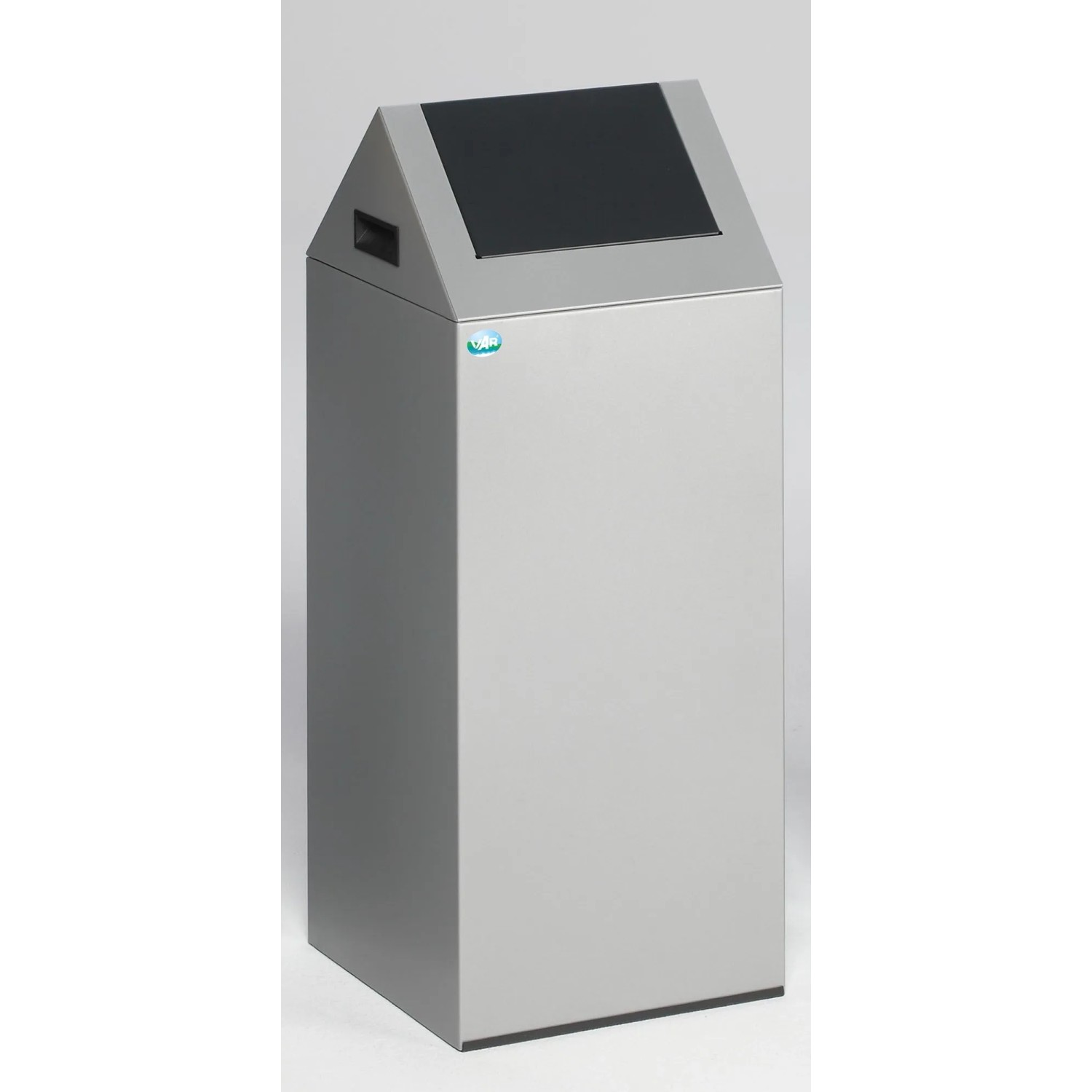PROREGAL Selbstlöschender Wertstoffsammler Spitz Mit Einwurfklappe 60 Liter HxBxT 80 x 32 x 32 cm Verzinkter Stahl Silber Anthrazit