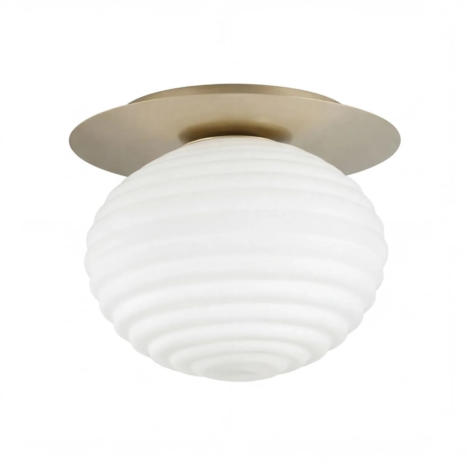 Licht-Erlebnisse Deckenlampe Metall Glas E27 Rund DM 35 CM In Gold Weiß Modern