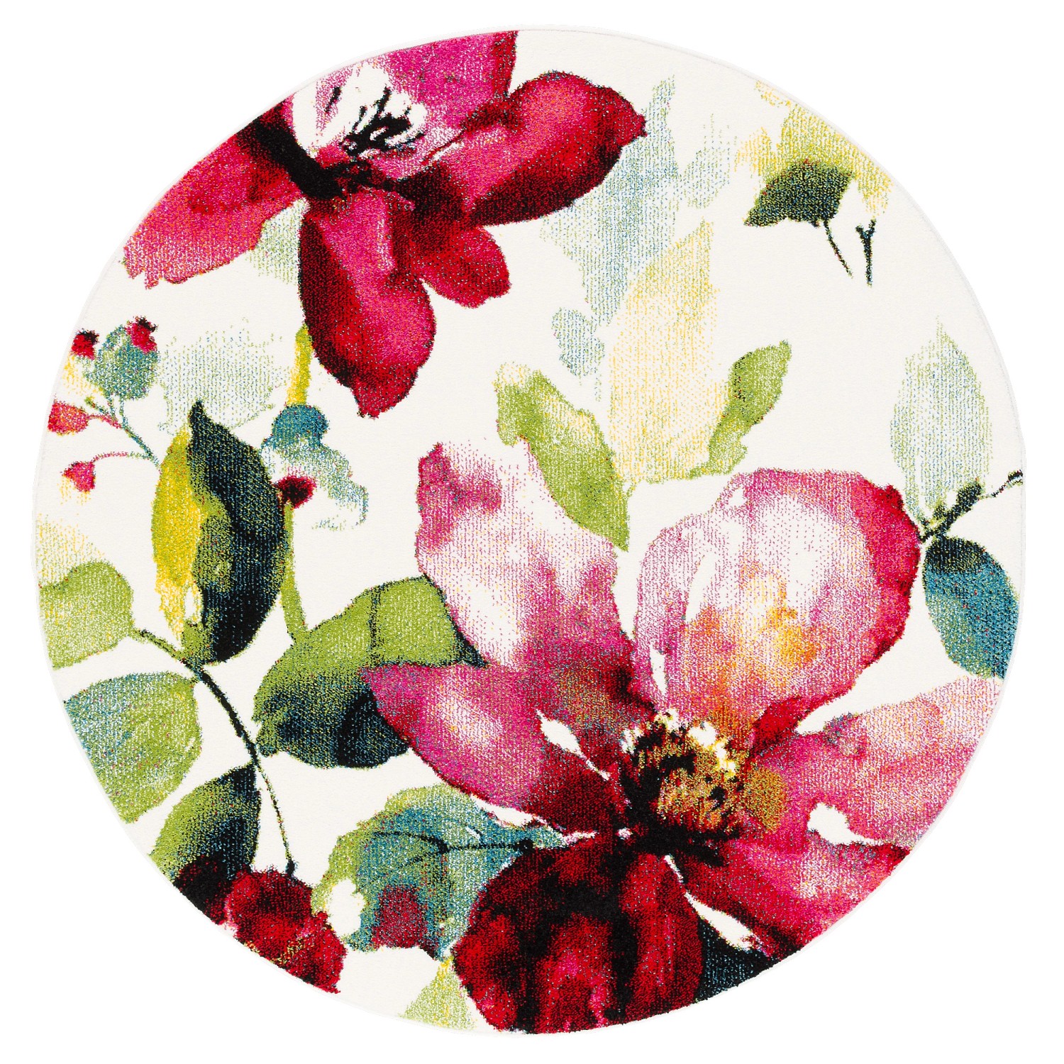 Runder, rosa Pergamon Designer Teppich Brilliant Blumen, 120cm Durchmesser.