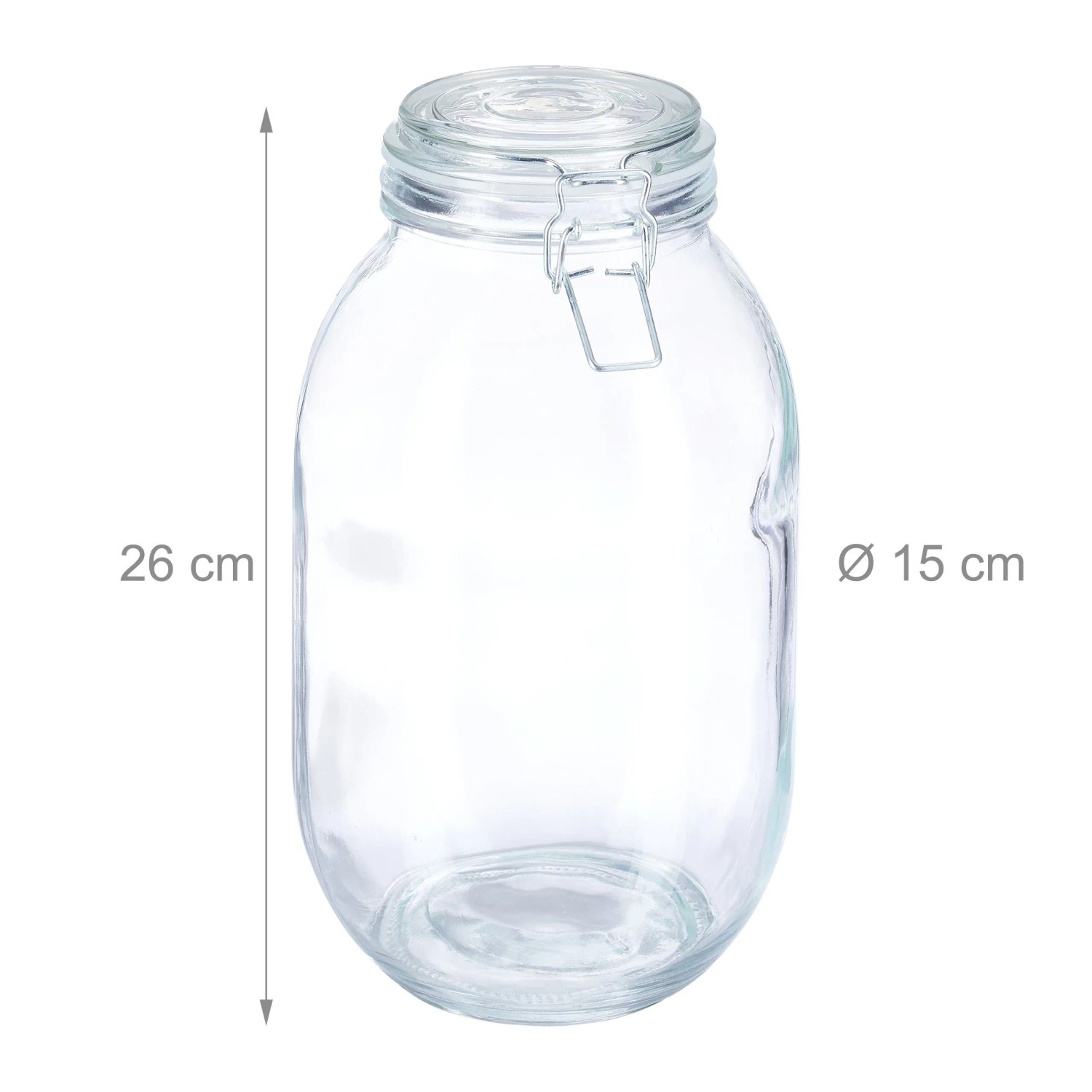 Relaxdays Einmachglas Glas Transparent Luftdicht Bügelverschluss 26 cm x 15 cm 1,3 kg_4