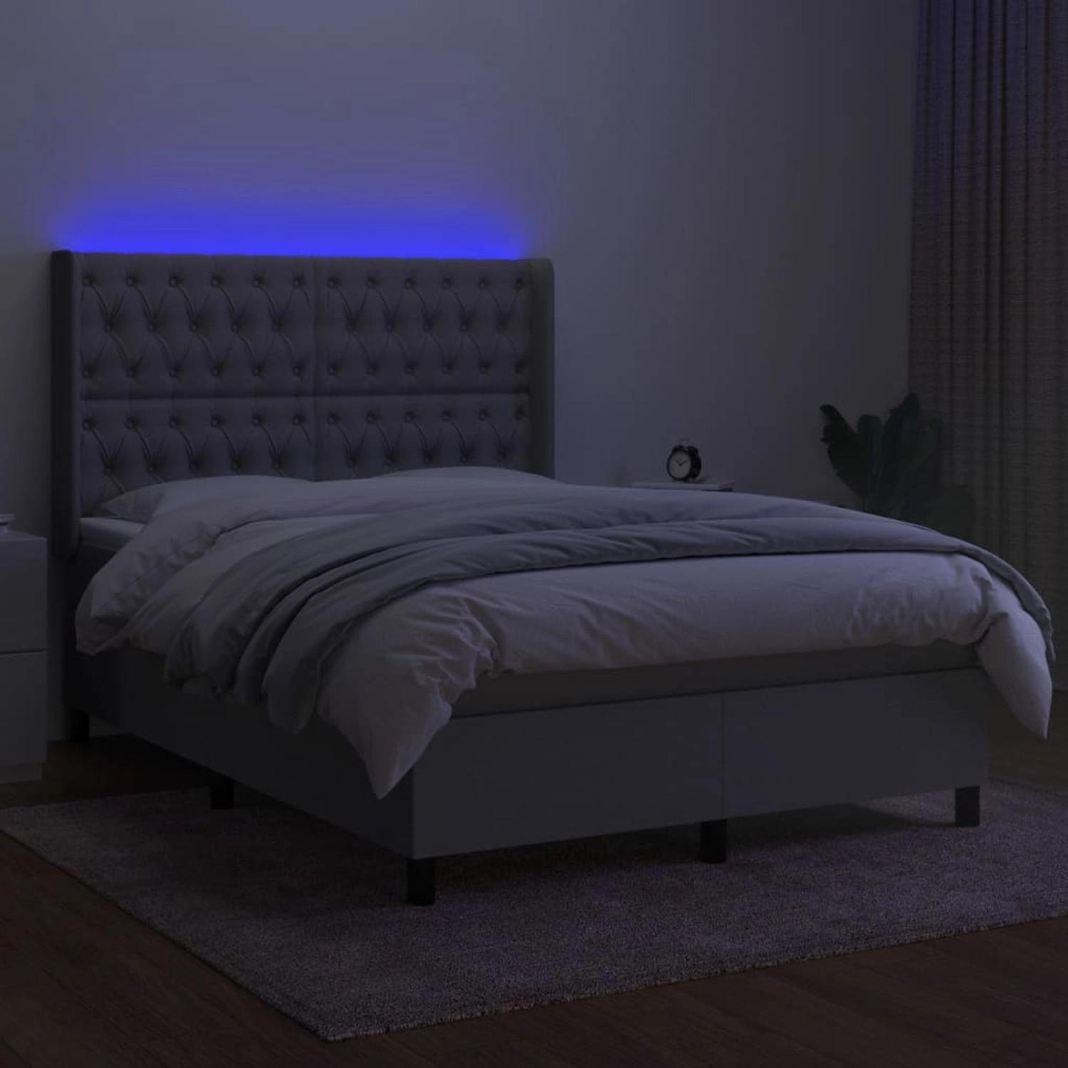 vidaXL Boxspringbett mit Matratze & LED Hellgrau 140x190 cm Stoff 3138549 günstig online kaufen