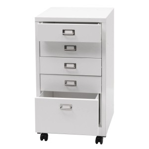 PROREGAL Rollcontainer 75x40x41cm Metall 5 Schubladen Weiß