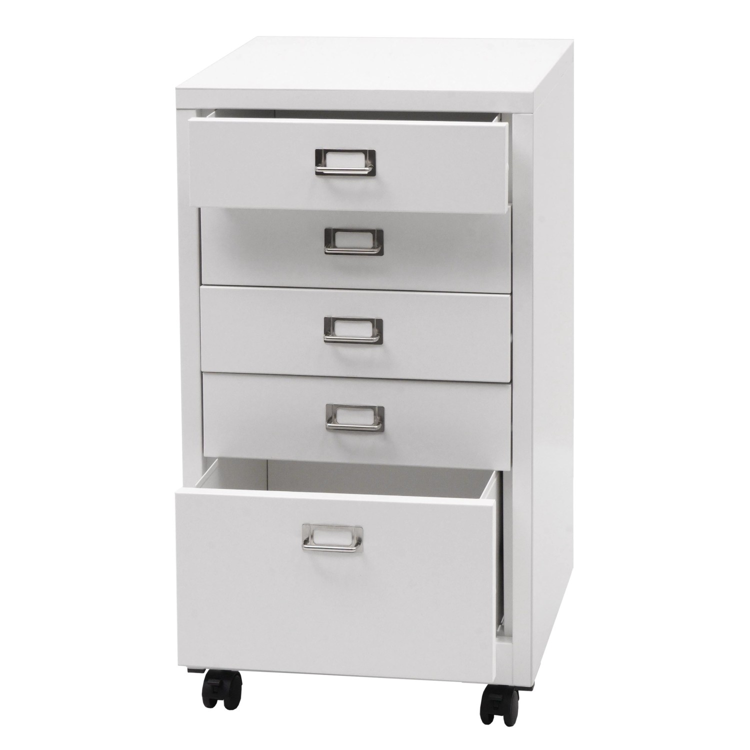 PROREGAL Rollcontainer 75x40x41cm Metall 5 Schubladen Weiß günstig online kaufen