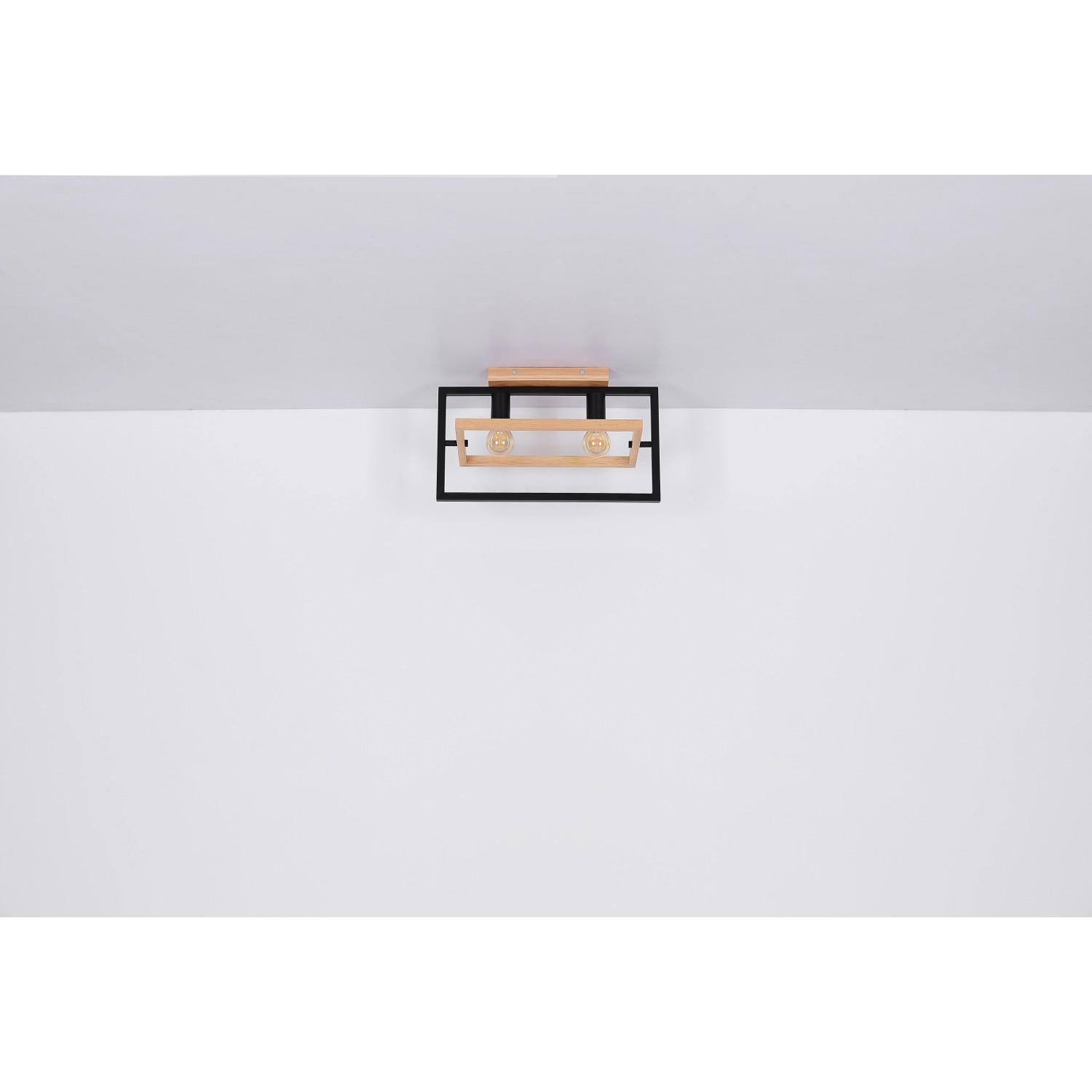 Moderne Globo Deckenleuchte Erica, dunkelbraunes Holz und schwarzes Metall, 250x198x280 mm.