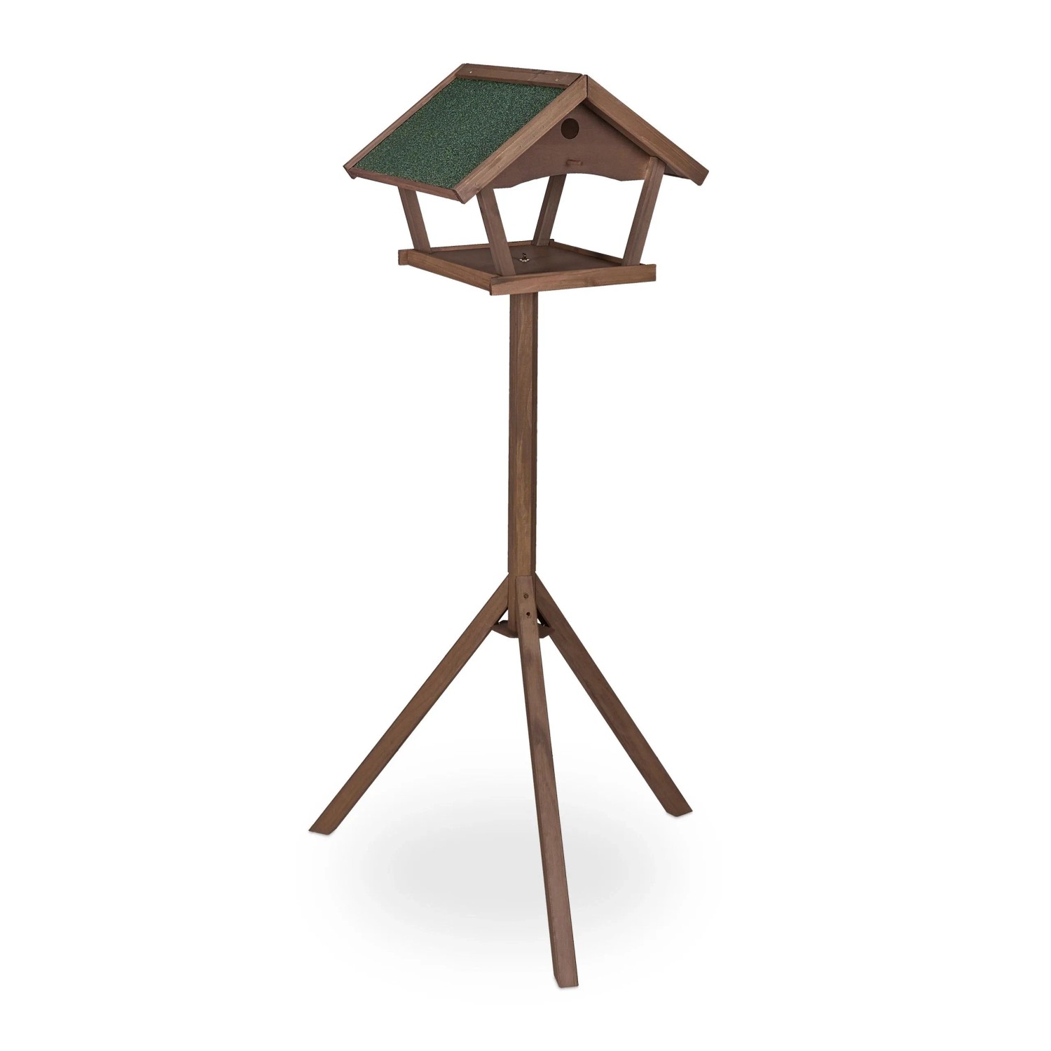 Relaxdays Vogelfutterhaus mit Ständer Tannenholz Braun Grün Wetterfest 139 cm x 70 cm x 60 cm 4,2 kg