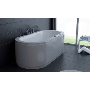 Weißer ovaler Jet-Line Outdoor Whirlpool Villa Sofia mit Heizung, Unterwasserbeleuchtung, Massagedüsen.