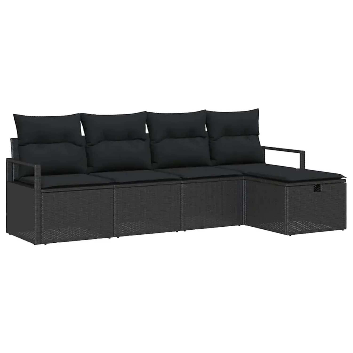 vidaXL 5-Teiliges Garten-Sofa-Set mit Kissen in Schwarz aus Poly Rattan 3360494
