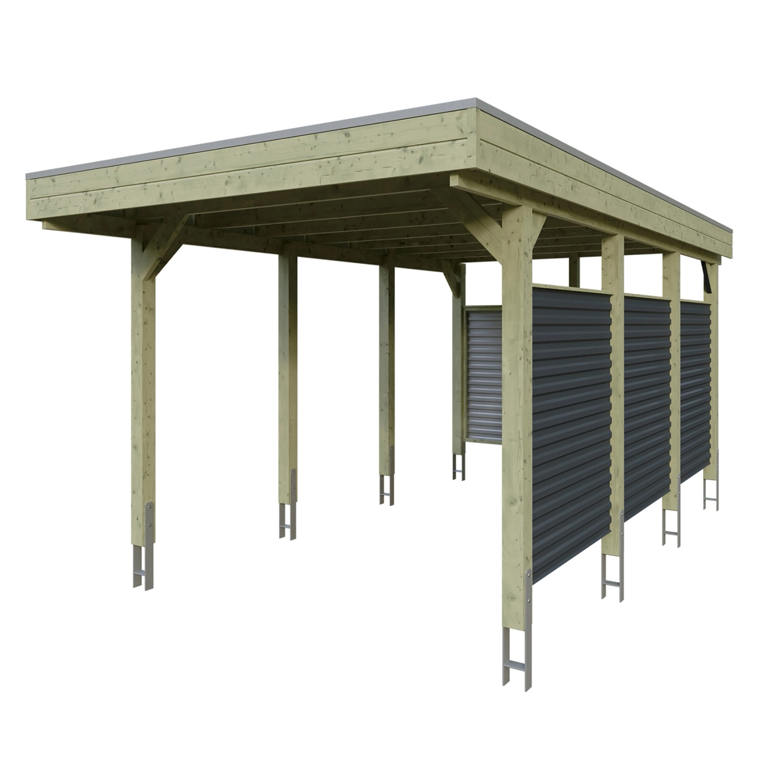 Skan Holz Carport Friesland Hybrid 314 cm x 555 cm Grün