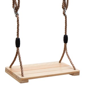 LittleTom Brettschaukel aus Holz mit Seilen und Metallringen, naturfarben. Kinderschaukel für drinnen und draußen.