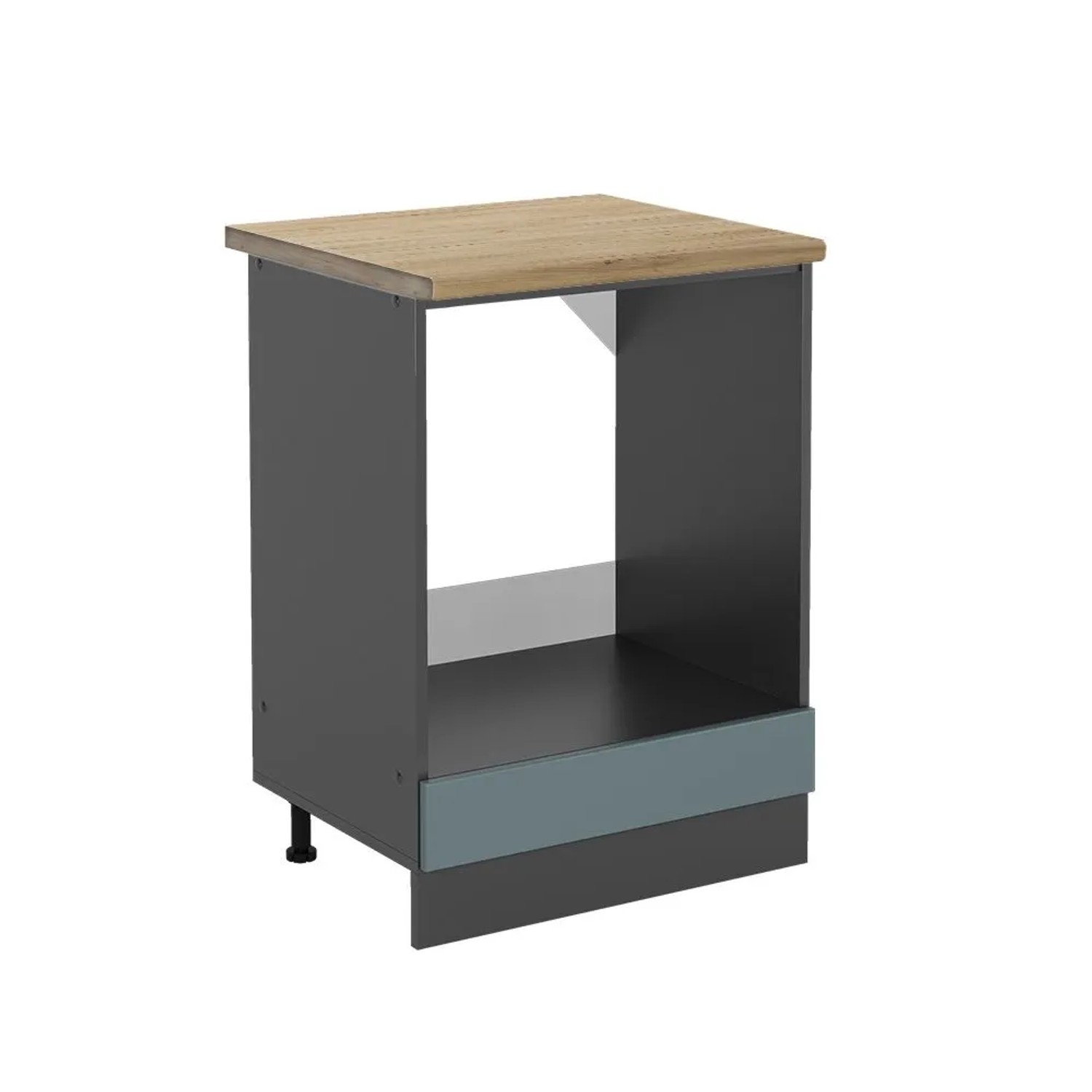 Vicco Herdumbauschrank R-Line Herdschrank Blau-Grau Anthrazit 60 cm AP Eiche