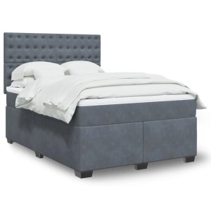 vidaXL Boxspringbett mit Matratze Dunkelgrau 160x200 cm Samt 3293267
