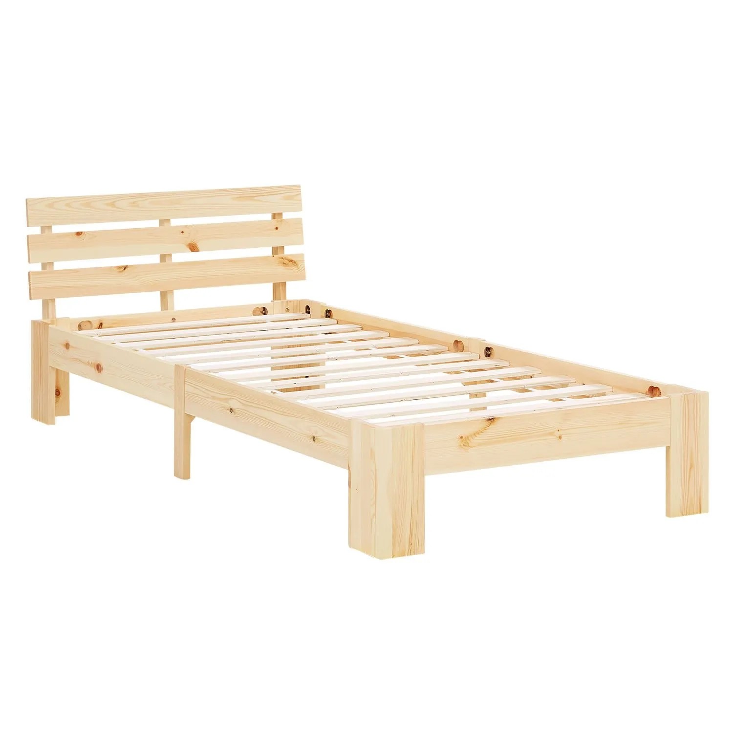 Homestyle4u Holzbett mit Federkernmatratze 90x200 cm Einzelbett Holz 3323