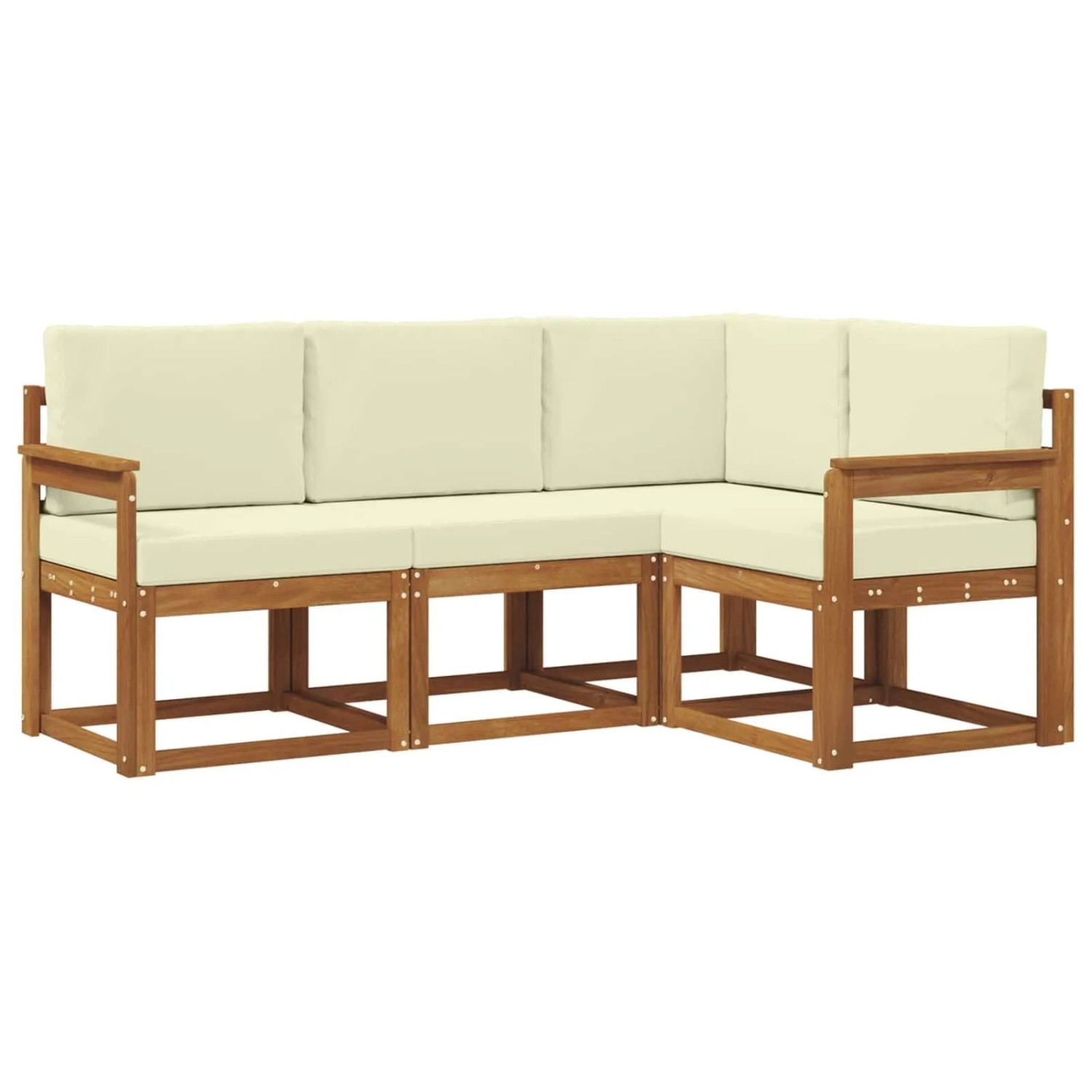 vidaXL Outdoor-Sofagarnitur mit Kissen 4 Stk Natur und Creme 3366313