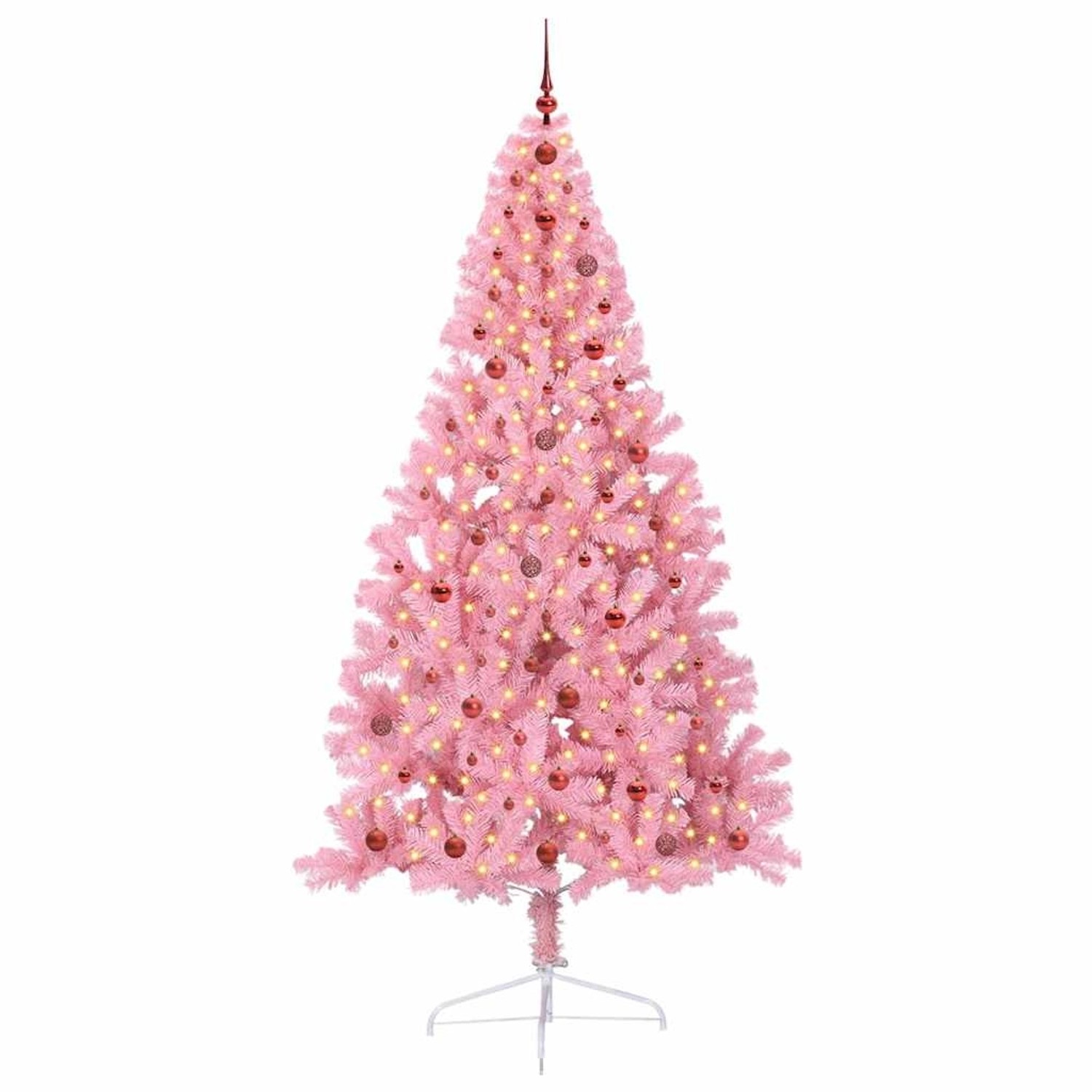 vidaXL Künstlicher Vorbeleuchteter Weihnachtsbaum Rosa 240 cm PVC 3397102
