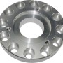 Rotwerk Universal Adapterflansch 72/55 für Drehmaschinen, silberfarben, mit Bohrungen.