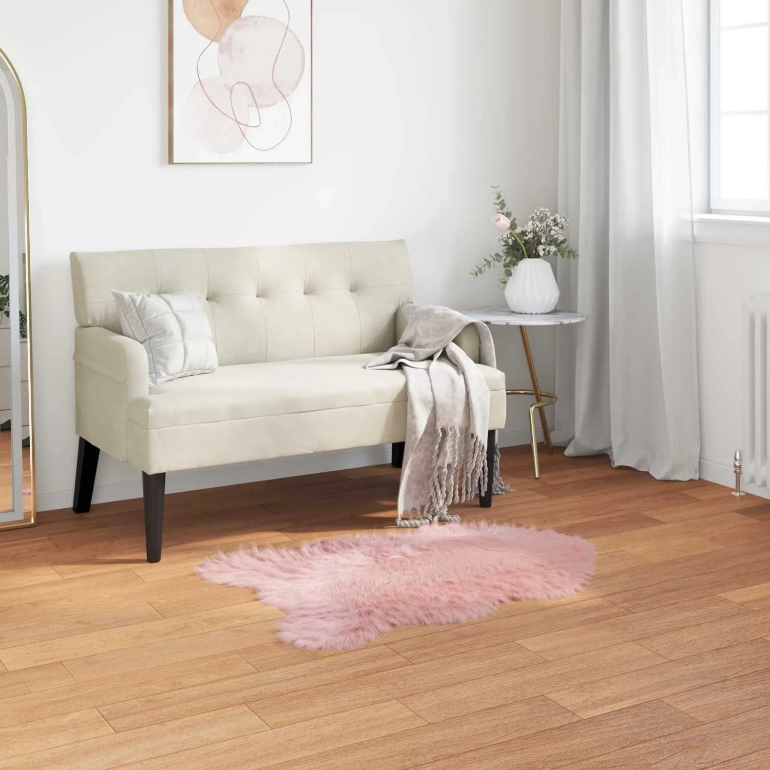 vidaXL Kunstschaffell Teppich Tafalla Rosa 80 x 120 cm Polyester 42021564_2