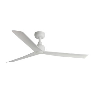 Weißer FARO Outdoor Deckenventilator mit drei Flügeln und Fernbedienung.