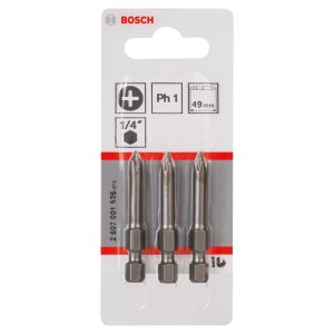 Bosch Schrauberbit Extra Hard PH1, 49 mm, 3er-Set. Bits für Schraubarbeiten.