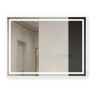 Aica Sanitär Badspiegel 100x60 cm mit LED-Beleuchtung, drei Lichtfarben und Touch-Funktion.