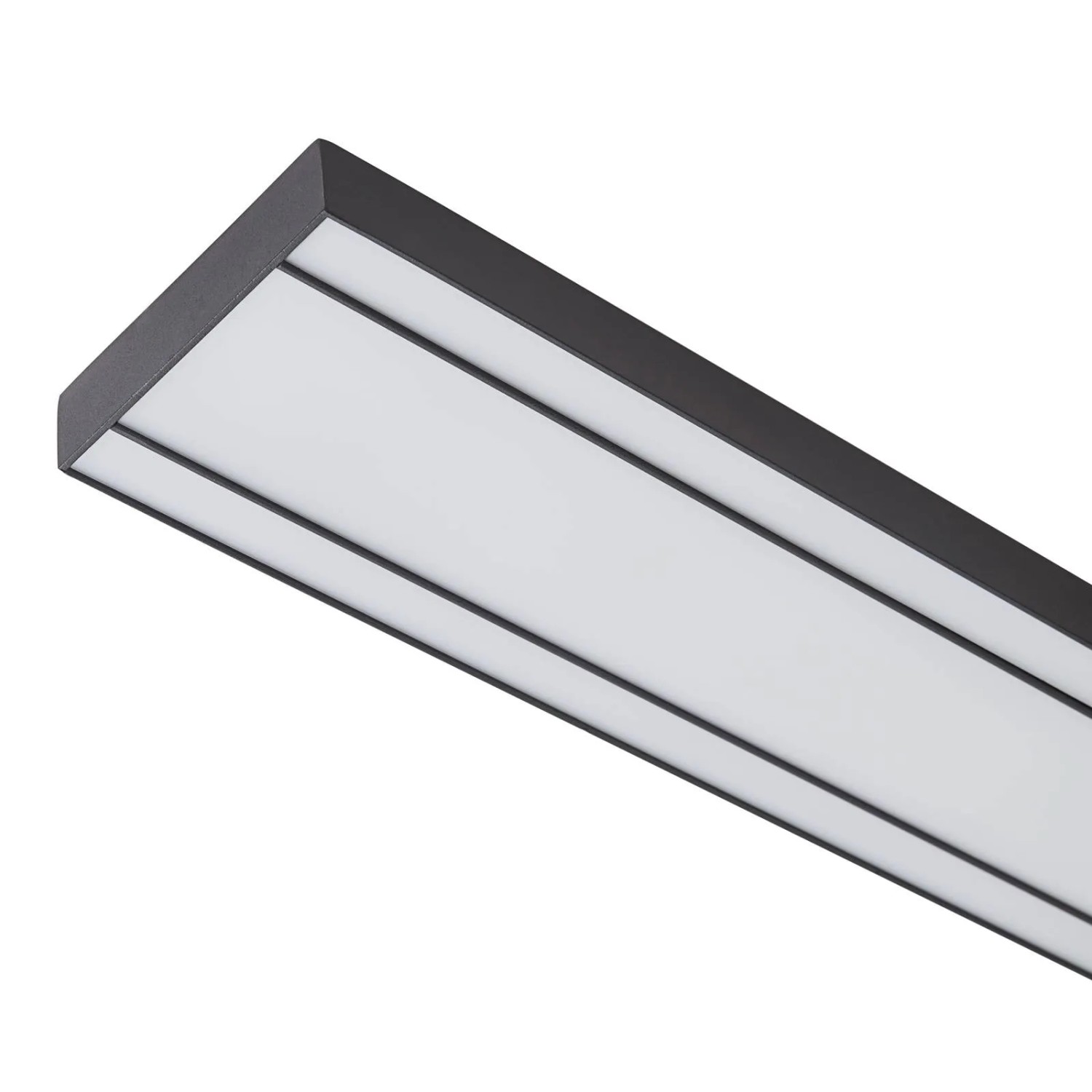 Moderne, dimmbare LED Deckenlampe Leicy in Schwarz mit Leselampe für Smart Home.