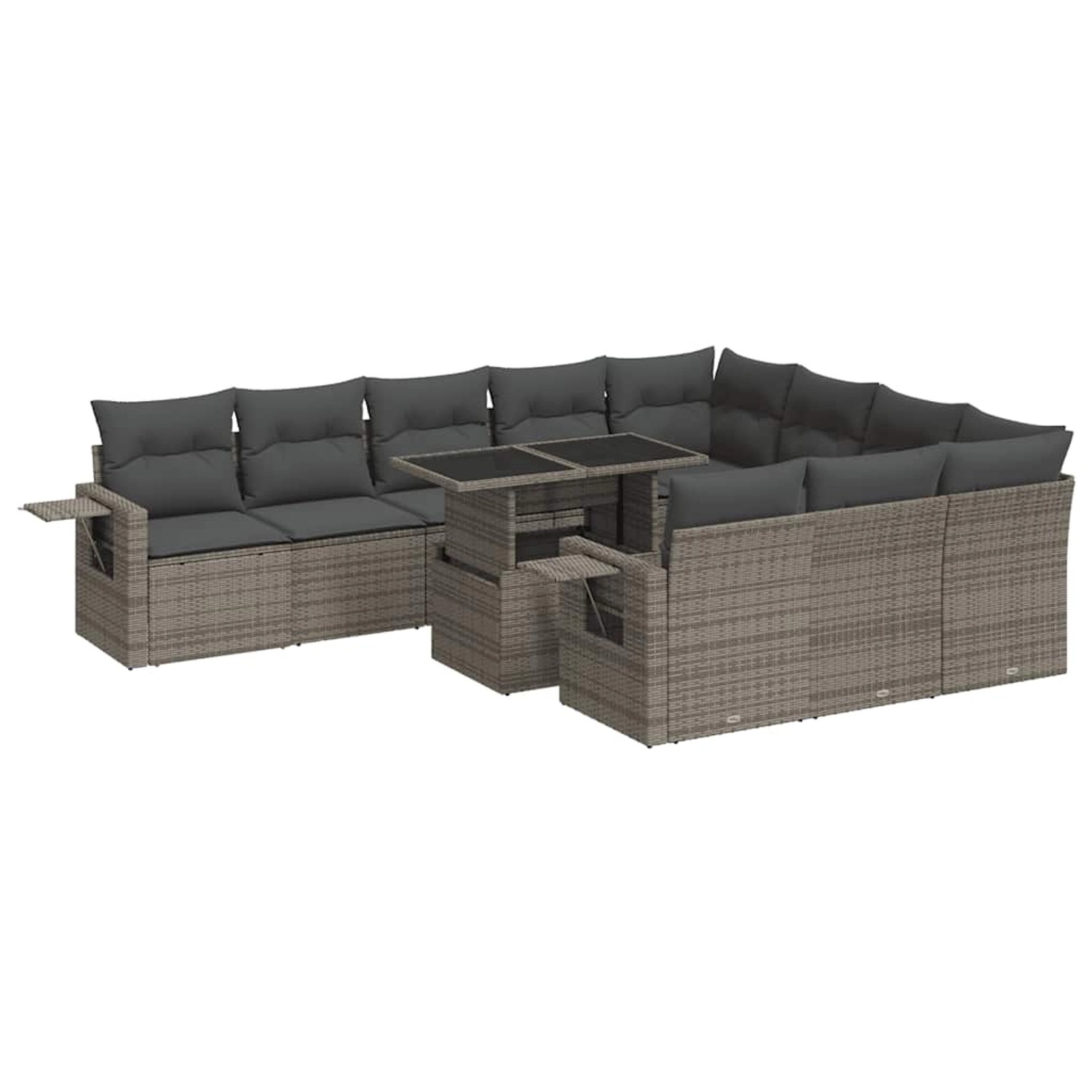 vidaXL 11-Tlg Garten-Sofagarnitur mit Kissen Grau Poly Rattan 3326551 günstig online kaufen
