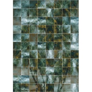 Sanders Fototapete Palmen, grün/beige, 200x280cm, Vliestapete mit Palmenmuster im Mosaik-Stil.