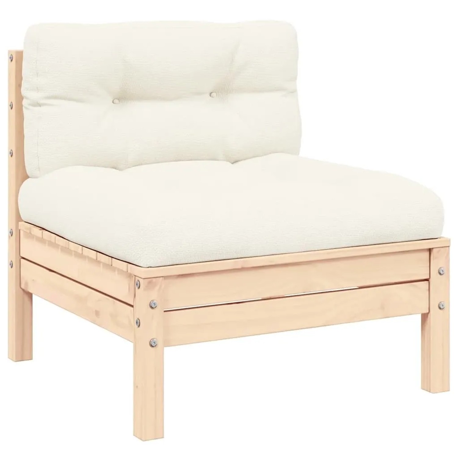 vidaXL Garten-Mittelsofa mit Kissen in Creme Massivholz Kiefer 806634