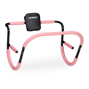 Relaxdays Bauchtrainer Stahl Rosa Schwarz Rutschfest 68,5 cm x 69 cm x 65 cm