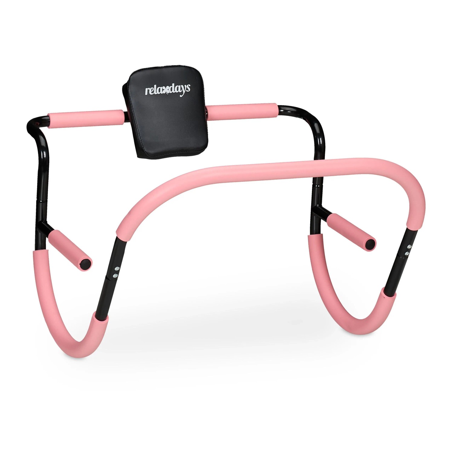 Relaxdays Bauchtrainer Stahl Rosa Schwarz Rutschfest 68,5 cm x 69 cm x 65 cm