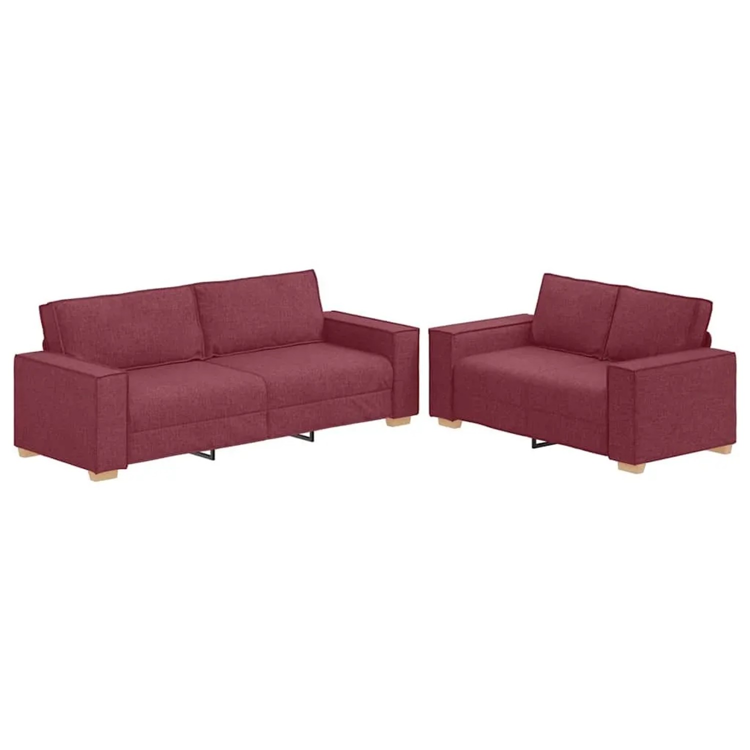 vidaXL 2 Tlg Sofagarnitur mit Kissen Weinrot Stoff 3324694