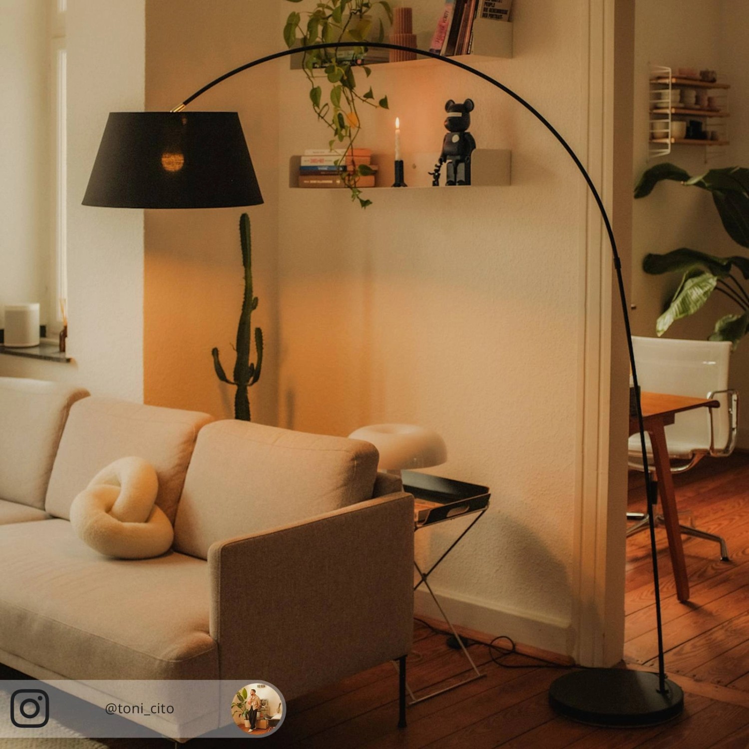 Lindby Stehlampe Bogenleuchte Esti 9624456 Modern in Schwarz aus Textil 1-flammig E27 Wohnzimmerleuchte_10