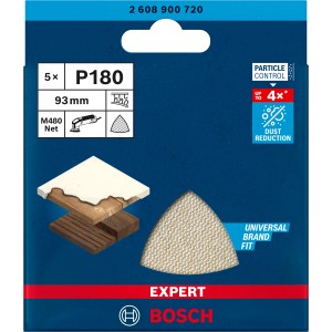 Bosch Expert M480 Netzschleifblätter, 5 Stück, K180, 93x93mm, für Deltaschleifer.