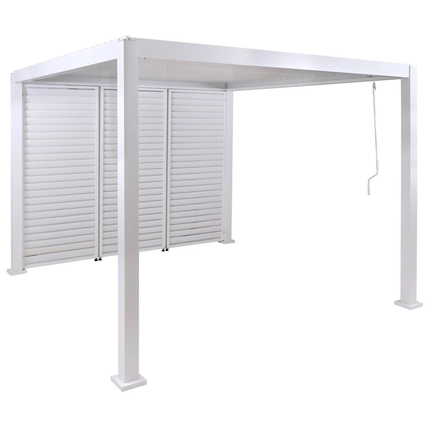 BERLINLODGE Pergola Mit 3x Lamellenwand HxBxT 235x300x300cm Terrassenüberdachung Garten Lamellen-Pavillon Weiß 10cm-Alu-Gestell
