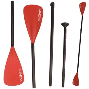 24Move 2in1 Paddel: SUP/Kajak Doppelpaddel aus Aluminium, 230 cm, rot. Für Sport & Fitness.