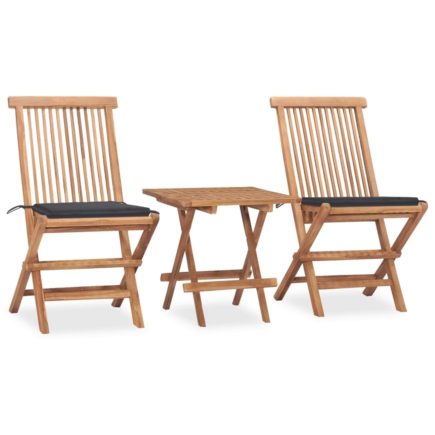 vidaXL 3-tlg Garten-Essgruppe mit Kissen Klappbar Massivholz Teak Modell 28 günstig online kaufen