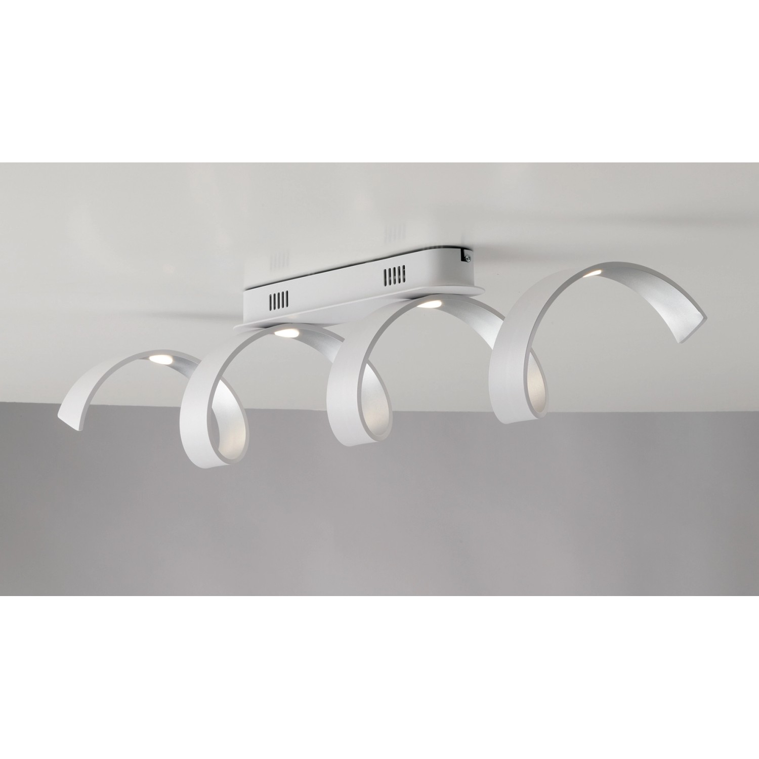 Luce Design LED-Deckenleuchte Helix Weiß-Silber 35 x 80 x 13,5 cm
