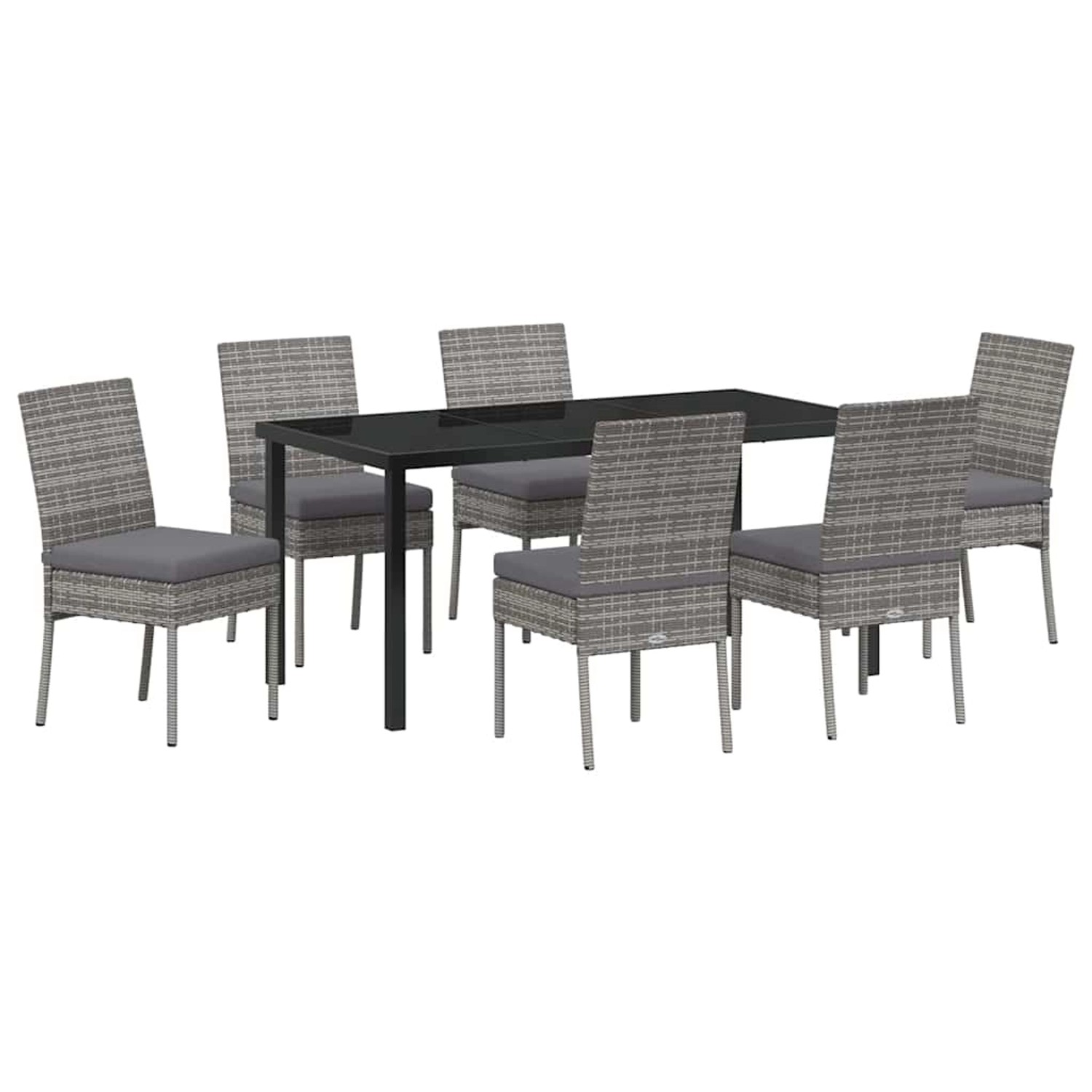 vidaXL Garten Essgruppe 7-Tlg Grau Poly Rattan 3379216 günstig online kaufen