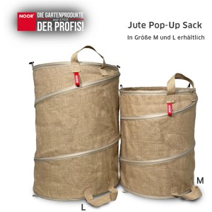 Noor Jute Pop-Up Säcke in Größe M und L für Gartenabfälle und mehr.