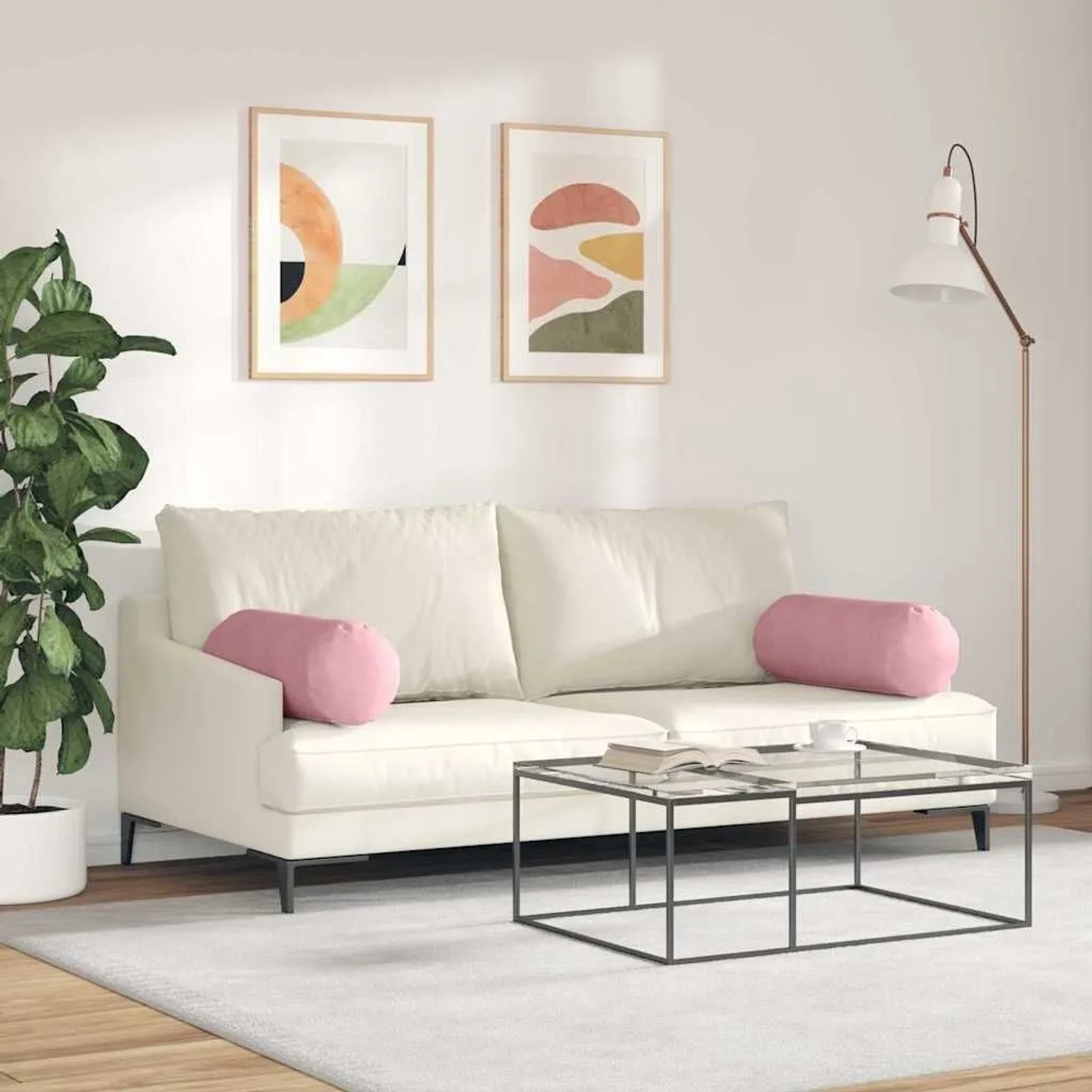 vidaXL Bolsterkissen 2 Stück Rosa Ø 25 x 70 cm Cordstoff 42014332_4