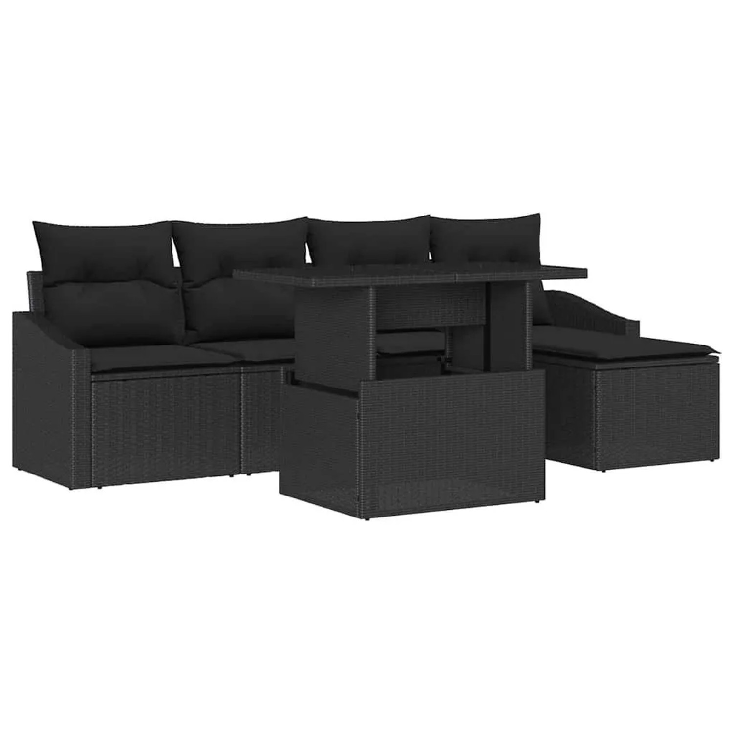 Thumbnail - vidaXL Garten-Sofa-Set mit Kissen 6-Tlg Schwarz Poly-Rattan 3357726