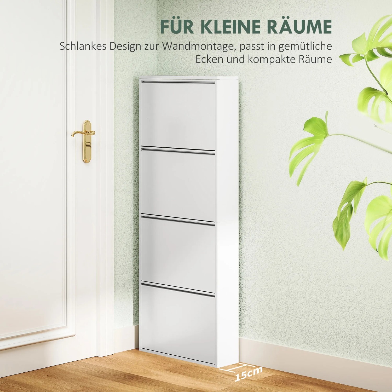 HOMCOM Schuhkipper schmal 15 cm tief Metall Weiß 55 x 15 x 139,5 cm kaufen bei OBI