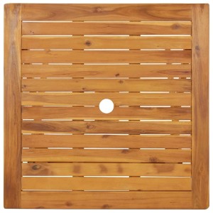 Quadratische Tischplatte aus Akazienholz für eine 3-tlg. Garten-Essgruppe, klappbar.