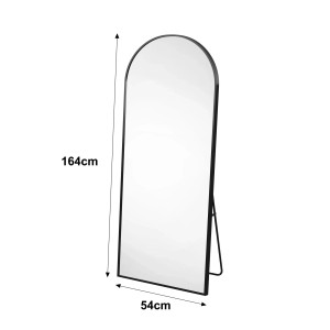 Schwarzer PXloue Ganzkörperspiegel, 164x54cm, mit Aluminiumrahmen zum Stellen, Hängen oder Anlehnen.