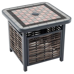 Costway Beistelltisch mit Schirmloch 55 x 55 x 50 cm Gartentisch