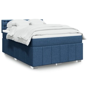 vidaXL Boxspringbett mit Matratze Blau 160x200 cm Stoff 3289439
